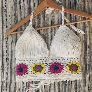 White crocheted top
